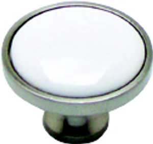 KNOB, BRSHD NCKL/WHITE KNOB, BRSHD NCKL/WHITE