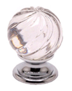 KNOB, CRYSTAL SWIRL, CLEAR WITH CHROME KNOB, CRYSTAL SWIRL, CLEAR WITH CHROME