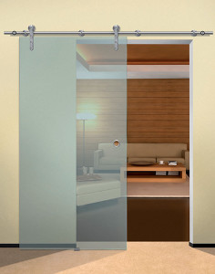 Project Fitting Set, stainless steel matt, for sliding glass door, includes 70 7/8" inch long upper track