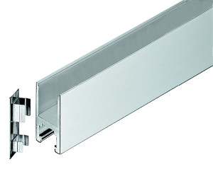 Top Door Rail, for 10-12.7mm thick glass, matte stainless steel cover, 1000 x 66mm Top Door Rail, for 10-12.7mm thick glass, matte stainless steel cover, 1000 x 66mm