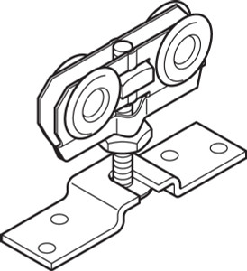 Running Gear with support flange, steel galvanized with 4 nylon wheels