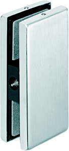 Connector Patch Fitting for 2 glass panes to wall or ceiling, for 10-12.7mm thick glass, matte stainless steel cover, 51 x 105mm Connector Patch Fitting for 2 glass panes to wall or ceiling, for 10-12.7mm thick glass, matte stainless steel cover, 51 x 105mm