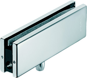 Transom Door Pivot Patch fitting with threaded bolt, for 10-12.7mm thick glass, matte stainless steel cover, 162 x 51mm Transom Door Pivot Patch fitting with threaded bolt, for 10-12.7mm thick glass, matte stainless steel cover, 162 x 51mm