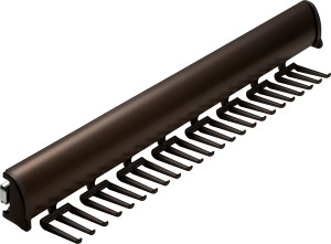 Synergy Elite Tie Rack with full extension slide, aluminum with zinc hooks, dark oil-rubbed bronzed, zinc, 17 7/8" length