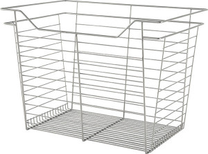 Closet Basket, steel, matt nickel, 16" depth x 23" width x 17" height, with nickel plated 16" slides Closet Basket, steel, matt nickel, 16" depth x 23" width x 17" height, with nickel plated 16" slides