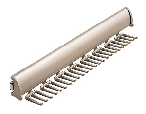 Synergy Elite Tie Rack with full extension slide, aluminum with zinc hooks, nickel-plated matt, zinc, 17 7/8" length Synergy Elite Tie Rack with full extension slide, aluminum with zinc hooks, nickel-plated matt, zinc, 17 7/8" length