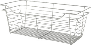 Closet Basket, steel, matt nickel, 14" depth x 29" width x 11" height, with nickle plated 14" slides Closet Basket, steel, matt nickel, 14" depth x 29" width x 11" height, with nickle plated 14" slides