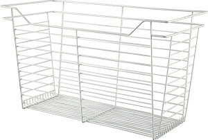 Closet Basket, steel, white, 14" depth x 29" width x 17" height, with white 14" slides Closet Basket, steel, white, 14" depth x 29" width x 17" height, with white 14" slides