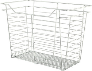 Closet Basket, steel, white, 14" depth x 23" width x 17" height, with white 14" slides Closet Basket, steel, white, 14" depth x 23" width x 17" height, with white 14" slides