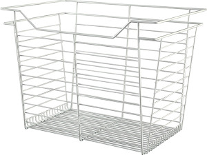 Closet Basket, steel, white, 16" depth x 17" width x 17" height, with white 16" slides Closet Basket, steel, white, 16" depth x 17" width x 17" height, with white 16" slides