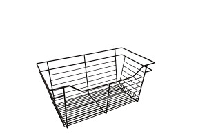 Closet Basket, steel, dark oil-rubbed bronze, 14" depth x 23" width x 11" height, with black 14" slides Closet Basket, steel, dark oil-rubbed bronze, 14" depth x 23" width x 11" height, with black 14" slides