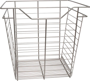 Closet Basket, steel, matt nickel, 16" depth x 17" width x 17" height, with nickel plated 16" slides Closet Basket, steel, matt nickel, 16" depth x 17" width x 17" height, with nickel plated 16" slides