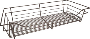 Closet Basket, steel, matt nickel, 16" depth x 29" width x 6" height, with nickle plated 16" slides Closet Basket, steel, matt nickel, 16" depth x 29" width x 6" height, with nickle plated 16" slides