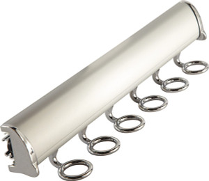 Synergy Elite Scarf Rack, with full extension slide, aluminum with zinc hooks, matt aluminum with chrome, 13 7/8" length Synergy Elite Scarf Rack, with full extension slide, aluminum with zinc hooks, matt aluminum with chrome, 13 7/8" length