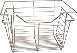 Closet Basket, steel, matt nickel, 14" depth x 17" width x 17" height, with nickel plated 14" slides Closet Basket, steel, matt nickel, 14" depth x 17" width x 17" height, with nickel plated 14" slides