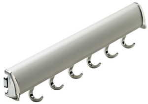 Synergy Elite Belt Rack, with full extension slide, aluminum with zinc hooks, matt aluminum with chrome, 13 7/8" length Synergy Elite Belt Rack, with full extension slide, aluminum with zinc hooks, matt aluminum with chrome, 13 7/8" length