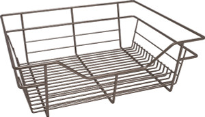 Closet Basket, steel, matt nickel, 16" depth x 17" width x 6" height, with nickel plated 16" slides Closet Basket, steel, matt nickel, 16" depth x 17" width x 6" height, with nickel plated 16" slides