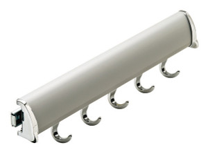 Synergy Elite Belt Rack, with full extension slide, aluminum with zinc hooks, matt aluminum with chrome, 11 7/8" length Synergy Elite Belt Rack, with full extension slide, aluminum with zinc hooks, matt aluminum with chrome, 11 7/8" length