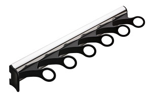 Synergy Scarf Rack with Slide, aluminum, chrome-plated polished, plastic, black, 14 1/8" length Synergy Scarf Rack with Slide, aluminum, chrome-plated polished, plastic, black, 14 1/8" length