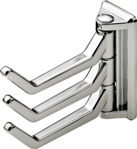 Three Prong Hook, zinc, matt nickel, 26 x 66 x 76mm (1" x 2 1/2" x 3")