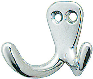 Coat Hook Double, aluminum, polished, 50mm x 25mm x 40mm