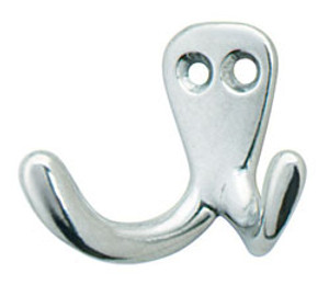 Coat Hook Double, aluminum, polished, 42mm x 22mm x 32mm