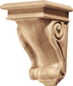 Corbel, rosette, red oak, 5-3/4" x 9"