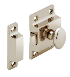 Cupboard Latch, brass, polished nickel, 40 x 58mm
