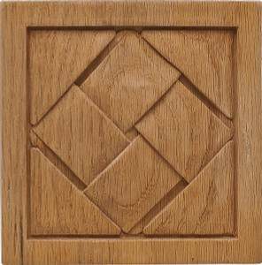 Carved Ornament, Cottage, oak, 5 7/8 x 5 7/8"