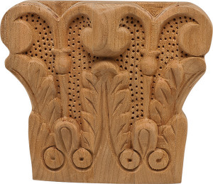 Carved Ornament, cherry, 5-1/8 x 4-1/2 x 1-9/16"