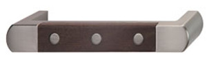 Handle, zinc, stainless steel / walnut, M4, center to center 128mm