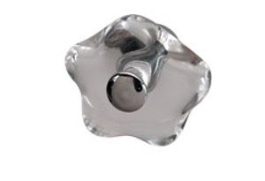 Knob, glass, clear / brass chrome polished, M4