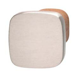 Knob, zinc, brushed nickel / leather, toffee, M4, 24 x 22mm
