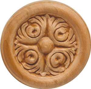 Carved Rosette, acanthus, cherry, 2 1/8 x 3/8"