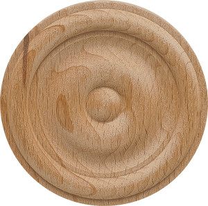 Plain Rosette, carved, beech, 2 7/8 x 3/8"
