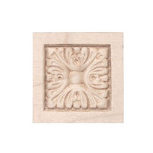 Ornament, acanthus, maple, 1 7/8 x 1 7/8 x 3/8"