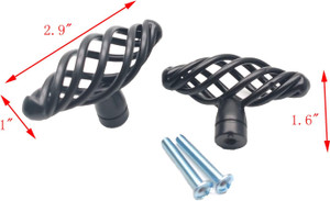 Birdcage Knob Wire Knob, steel, black , Cage Oval Twist 2.9"x1x1.6H