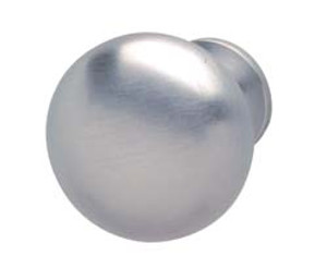 Knob, metal, satin chrome, 8-32, 31 x 29mm