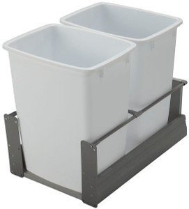 Moovit Trash Can, double, bottom mount, steel, metallic gray, 36 quart Moovit Trash Can, double, bottom mount, steel, metallic gray, 36 quart