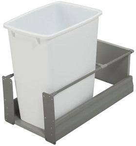 Moovit Trash Can, single, bottom mount, steel, metallic gray, 36 quart Moovit Trash Can, single, bottom mount, steel, metallic gray, 36 quart