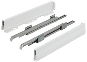 Moovit Drawer Profile and Slide, steel, zinc plated, metallic white, frame height=92mm, length=500mm Moovit Drawer Profile and Slide, steel, zinc plated, metallic white, frame height=92mm, length=500mm