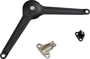 Duo forte lid or flap stay set, black, 37mm edge distance, woodscrews