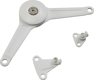 Duo standard lid or flap stay set, white, 37mm edge distance, euro screws Duo standard lid or flap stay set, white, 37mm edge distance, euro screws