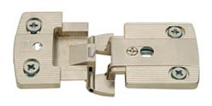 Aximat hinge for thin phenolic material, 3/8" overlay, zinc, nickel plated