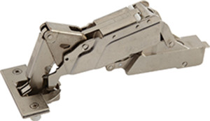 Grass Tiomos Hinge, 160 degree opening, half overlay, self-close, dowel, steel, nickel-plated Grass Tiomos Hinge, 160 degree opening, half overlay, self-close, dowel, steel, nickel-plated