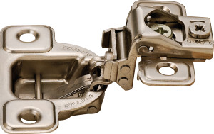 Salice CSP3A99NR Hinge, steel, nickel plated, 106 degree, 1 1/4", face frame, self closing, screw-on, 3 cam