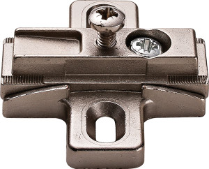 Salice B2V3BW9R/15 Slide-On Mounting Plate, zinc, nickel-plated, for woodscrews, +/-7.5degree, angle