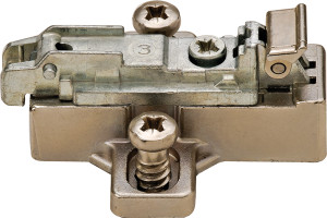 Salice BAVGEC9F/16 Clip Mounting Plate, zinc, nickel-plated, with pre-installed 11mm euroscrews, 12mm Mod 14 Salice BAVGEC9F/16 Clip Mounting Plate, zinc, nickel-plated, with pre-installed 11mm euroscrews, 12mm Mod 14