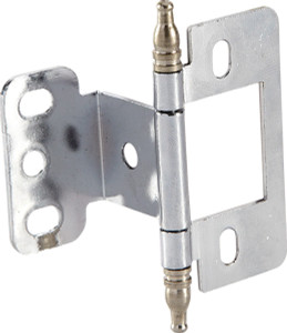 Partial Wrap Non-Mortise Decorative Butt Hinge, for inset doors, steel, with minaret finial, chrome plated finish Partial Wrap Non-Mortise Decorative Butt Hinge, for inset doors, steel, with minaret finial, chrome plated finish
