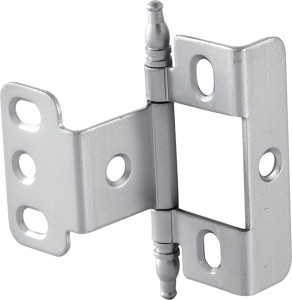 Full Wrap Non-Mortise Decorative Butt Hinge, for inset doors, steel, with minaret finial, satin chrome finish Full Wrap Non-Mortise Decorative Butt Hinge, for inset doors, steel, with minaret finial, satin chrome finish